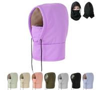 Waterproof Fleece-Lined Hood,Winter Windproof Full Cover Outdoor Snow Hat,Coldproof Thickened Face Mask,Warm Ski Helmet Cover (IT, Testo, Taglia Unica, Purple-Adult)