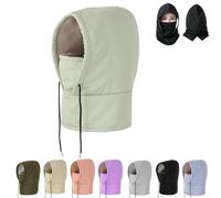 Waterproof Fleece-Lined Hood,Winter Windproof Full Cover Outdoor Snow Hat,Coldproof Thickened Face Mask,Warm Ski Helmet Cover (IT, Testo, Taglia Unica, Green-Adult)