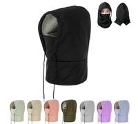 Waterproof Fleece-Lined Hood,Winter Windproof Full Cover Outdoor Snow Hat,Coldproof Thickened Face Mask,Warm Ski Helmet Cover (IT, Testo, Taglia Unica, Black-Child)
