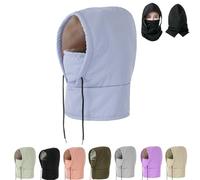 Waterproof Fleece-Lined Hood,Winter Windproof Full Cover Outdoor Snow Hat,Coldproof Thickened Face Mask,Warm Ski Helmet Cover (IT, Testo, Taglia Unica, Blue-Child)