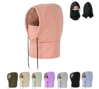 Waterproof Fleece-Lined Hood,Winter Windproof Full Cover Outdoor Snow Hat,Coldproof Thickened Face Mask,Warm Ski Helmet Cover (IT, Testo, Taglia Unica, Pink-Child)