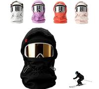 Waterproof Fleece Lined Hood,Winter Windproof Full Cover Ski Masks,Balaclava Cold-Resistant Helmet Keep Head & Neck Warm (IT, Testo, Taglia Unica, Black)