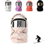 Waterproof Fleece Lined Hood,Winter Windproof Full Cover Ski Masks,Balaclava Cold-Resistant Helmet Keep Head & Neck Warm (IT, Testo, Taglia Unica, Pink)