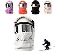 Waterproof Fleece Lined Hood,Winter Windproof Full Cover Ski Masks,Balaclava Cold-Resistant Helmet Keep Head & Neck Warm (IT, Testo, Taglia Unica, White)