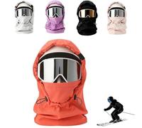 Waterproof Fleece Lined Hood,Winter Windproof Full Cover Ski Masks,Balaclava Cold-Resistant Helmet Keep Head & Neck Warm (IT, Testo, Taglia Unica, Orange)
