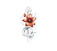 Waterproof Flower Temporary Tattoos For Women Body Art Letter Floral Fake Tattoo For Hand Arm Decor(07)