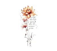 Waterproof Flower Temporary Tattoos For Women Body Art Letter Floral Fake Tattoo For Hand Arm Decor(04)
