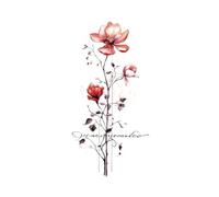 Waterproof Flower Temporary Tattoos For Women Body Art Letter Floral Fake Tattoo For Hand Arm Decor(09)