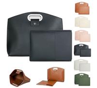 Waterproof Leather 14-16in 2PCS Laptop Bag for Women,Work Tote Bag Set,Leather Handbag Briefcase,for Laptops and iPad Cases (Black)