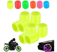 Waterproof Luminous Car Tire Valve Caps,Luminous Tire Valve Stem Cap Set,Universal Durable Illuminated Tires Air Caps Cover,Easy-to-Install,No-Tool-Required for Most Vehicle Tires (Yellow)