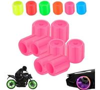 Waterproof Luminous Car Tire Valve Caps,Luminous Tire Valve Stem Cap Set,Universal Durable Illuminated Tires Air Caps Cover,Easy-to-Install,No-Tool-Required for Most Vehicle Tires (Pink)