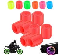 Waterproof Luminous Car Tire Valve Caps,Luminous Tire Valve Stem Cap Set,Universal Durable Illuminated Tires Air Caps Cover,Easy-to-Install,No-Tool-Required for Most Vehicle Tires (Red)