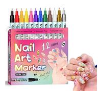 Waterproof Nail Art Pen, 12 Colors Nail Art Pens Set for Gel Nails, 0.02in Fine Tip Design, DIY Markers Drawing Painting Liner Pen, Acrylic Paint Pens Quickly Dry Nails DIY Decoration(12pcs)