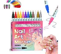 Waterproof Nail Art Pen, 2026 New 12 Colors Nail Art Pens for Painting Nails Set, Waterproof and Quick-Drying, For Polishing Dotting Painting Liner (12 colors)
