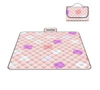 Waterproof Picnic Blanket - Portable Foldable Thickened 78.7x78.7in for Beach Park Lawn | Oversized Sandproof with Oxford Canvas, Easy Carrying Handle Mat for Outdoor Travel Party Gathering