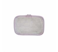 Waterproof Pvc Nylon Pouch Pink Bows Makeup Bag Transparent Toiletry Zipper Pouch Clear Cosmetic Bags(Light Purple)