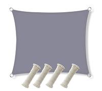 Waterproof Rectangular Sun Sail Shade 3 x 4 m - Tela Awning for Garden Patio and Conservatory - Include Free Rope - Stylish Grey Shade Parasol