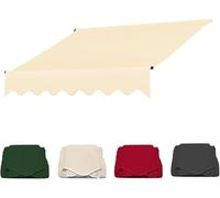 Waterproof Retractable Canopy Awning Fabric Replacement - Beige Sunshade Shelter for Patio Yard Deck - Manual Window Awning Cover Canvas - Shade Solution (3m)