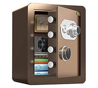 Waterproof Safe And Money Box, Safety Boxes Cabinet Fireproof 45Cm Safes for Checkout Home Office Hotel Storage Bank Cash,Brown