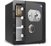 Waterproof Safe Safes And Boxes Home Small, all-Steel Mechanical Code Lock Disk Fireproof Anti-Theft Cash Cabinet That Can Be Fixed on The Wall, Siz,Black-30 * 30Cm