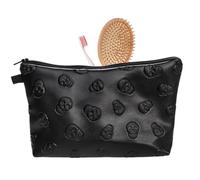 Waterproof Skull Makeup Pouch PU Leather Cosmetic Travel Bag | Zippered Storage Organizer for Skin Care Products Toiletries Jewelry Glasses and Portable Beauty Essentials
