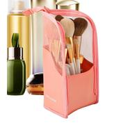 Waterproof Standing Makeup Bag - Multiple Compartments Organizer Pouch, Compact Toiletry Bag with Vertical Storage Design, with, Built-in Brush Loops, Cosmetic Travel Kit, for Home Bathroom, rosa, Se