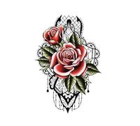 Waterproof Temporary Tattoo Sticker Red Flower Lace Rose Flash Art Arm Fake Tatoo Women