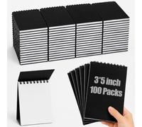 Watersay 100 Pack Pocket Notebook Bulk 3x5 Small Spiral Notepads Mini Blank Sketchbook 50 Sheets Grocery Shopping Lists Drawing Notepads for Doodle Work Back to School Gift Students Rewards (Black)
