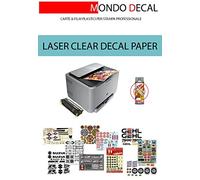WATERSLIDE DECAL PAPER, CARTA PER DECALCOMANIA, STAMPA LASER, BASE CLEAR, 3 FOGLI A4 NON NECESSITA DI COVER-COAT