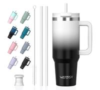 WATERSY Tazza Termica Grande 1182 ml con Manico, Tazza Mug Termica 40oz a Doppia Parete, Impermeabile & Lavabile in Lavastoviglie, Mantiene Freddo 12h/Caldo 6h, per Ufficio, Palestra (Bianco-Nero)