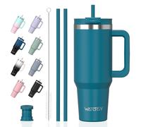 WATERSY Tazza Termica Grande 1182 ml con Manico, Tazza Mug Termica 40oz a Doppia Parete, Impermeabile & Lavabile in Lavastoviglie, Mantiene Freddo 12h/Caldo 6h, per Ufficio, Palestra (Blu-Verde)