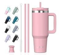 WATERSY Tazza Termica Grande 1182 ml con Manico, Tazza Mug Termica 40oz a Doppia Parete, Impermeabile & Lavabile in Lavastoviglie, Mantiene Freddo 12h/Caldo 6h, per Ufficio, Viaggi, Palestra (Rosa)