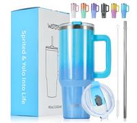 WATERSY Tazza Termica Grande 1182ml con Manico & Coperchi, Doppia Parete Acciaio Inox Senza BPA per Auto, Mantiene Caldo 12h/Freddo 24h, Lavabile in Lavastoviglie per Ufficio, Palestra (Blu Lucido)