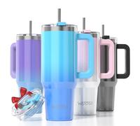 WATERSY Tazza Termica Grande 891ml con Manico & Coperchi, Doppia Parete Acciaio Inox Senza BPA per Auto, Mantiene Caldo 12h/Freddo 24h, Lavabile in Lavastoviglie per Ufficio, Palestra (Blu Lucido)