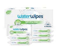 WaterWipes Hydrating Clean Baby Wipes, 360 Pezzi (6 Confezioni), 99% Acqua con Aloe Vera, Deterge, Cura, Idrata, Senza Profumo, la confezione può variare