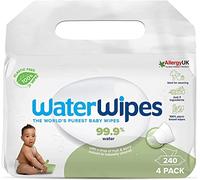 WaterWipes Sensitive+ Baby & Toddler Wipes, Salviettine per Neonati e Bambini Piccoli, 240 Pezzi (4 Confezioni), Deterge, Cura, Protegge, 99,9% Acqua, Texture Pulente, Senza Profumo