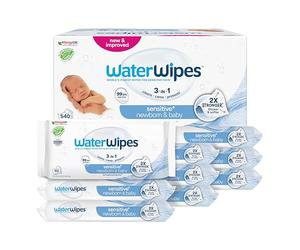 WaterWipes Sensitive+ Newborn & Baby Wipes, 9 Confezioni