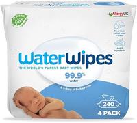 WaterWipes Sensitive+ Newborn & Baby Wipes, Salviettine per Neonati e Bambini, 240 Pezzi (4 Confezioni), Deterge, Cura, Protegge, 99,9% Acqua, Senza Profumo