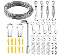 WateryWave 68 Pezzi Cavo Acciaio Rivestito Set 35 m x 3 mm Con Pinza Corda