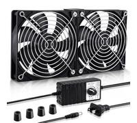 Wathai 2 ventole per computer da 120 mm/240 mm con flusso d'aria elevato, 220 V-240 V AC con regolatore di velocità 3 - 12 V per macchine da mining, telaio, server e raffreddamento workstation