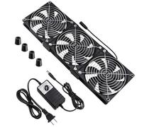 Wathai 3 ventole per computer da 120 mm con doppia palla 220 - 240 V AC e DC 12 V con regolatore di velocità elevato flusso d'aria per armadi fai da te, telaio, macchinari, server e workstation