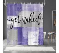 Wathon Tenda da doccia in tessuto viola divertente nero Art Get Naked on Abstract Paint Brush Graffiti design lilla tenda da bagno moderna chic lavanda set con ganci 183 x 183 cm