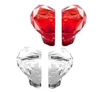 WATIIFUFU 2 Paia di Pulsanti di Scarico Wc a Forma di Cuore Trasparenti con Sollevatore per Sedile Bagno, Accessorio Autoadesivo per Serbatoio, Facile da Premere, per Donne con Unghie