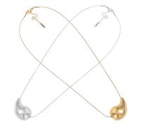 WATIIFUFU 2 pezzi Collana Donna Goccia d'Acqua Pendente Teardrop in Acciaio Placcato Oro e Argento Choker Elegante Strati per Collo Raffinato e Cerimonie