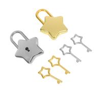 WATIIFUFU 2 pezzi Lucchetti Chiave per Valigie e Zaini Piccoli Lucchetti da Viaggio Forma di Stella Sicurezza per Diario e Bagagli Colori Oro e Argento Facili da Usare e Trasportare