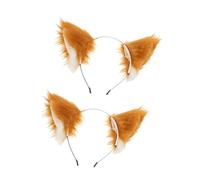WATIIFUFU 2pezzi Cerchietto Orecchie Di Volpe Fluffy Accessorio Per Cosplay e Festa Comodo e Leggero Per Halloween e Carnevali
