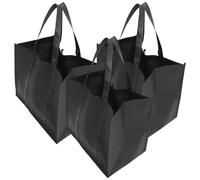 WATIIFUFU 3 pezzi Spesa Riutilizzabili in Tessuto Non Tessuto Nero Pieghevoli e Leggere Borse Shopping Resistenti per Carrello e Uso Quotidiano