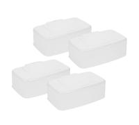 WATIIFUFU 4 Pezzi Dispenser per Salviettine Umidificate in Plastica Bianco con Coperchio Ermetico, Scatola Porta Salviette Multiuso in Pp Antiscivolo per Casa e Bagno