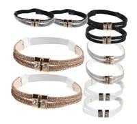 WATIIFUFU 5 Paia Lacci Elastici Antiscivolo in Nero Bianco e Color Oro con Pietre Decorative per Scarpe Fissaggio Sicuro senza Caduta per Tacchi Alti