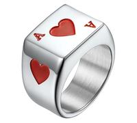 WATIIFUFU Anello Uomo Acciaio Metallico Poker Cuore Rosso Anello Finger Ring Elegante e Resistente per Party e Uso Quotidiano 8#
